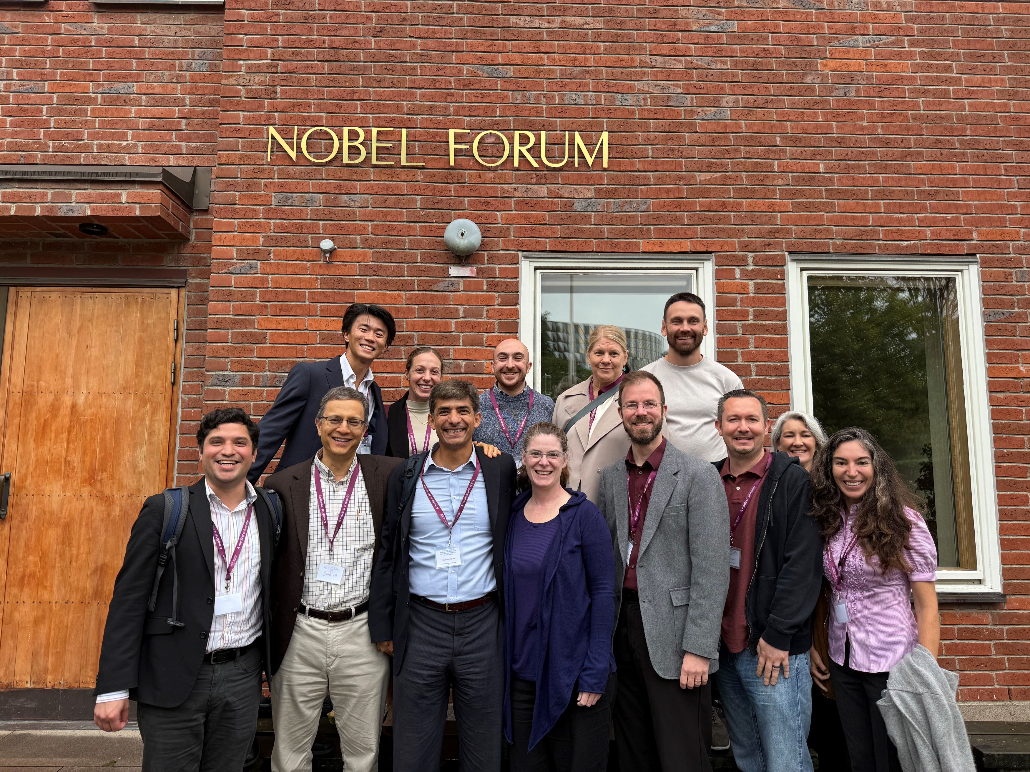 MC3 Institute team outside the Nobel Forum building at the Karolinska Institute in Stockholm